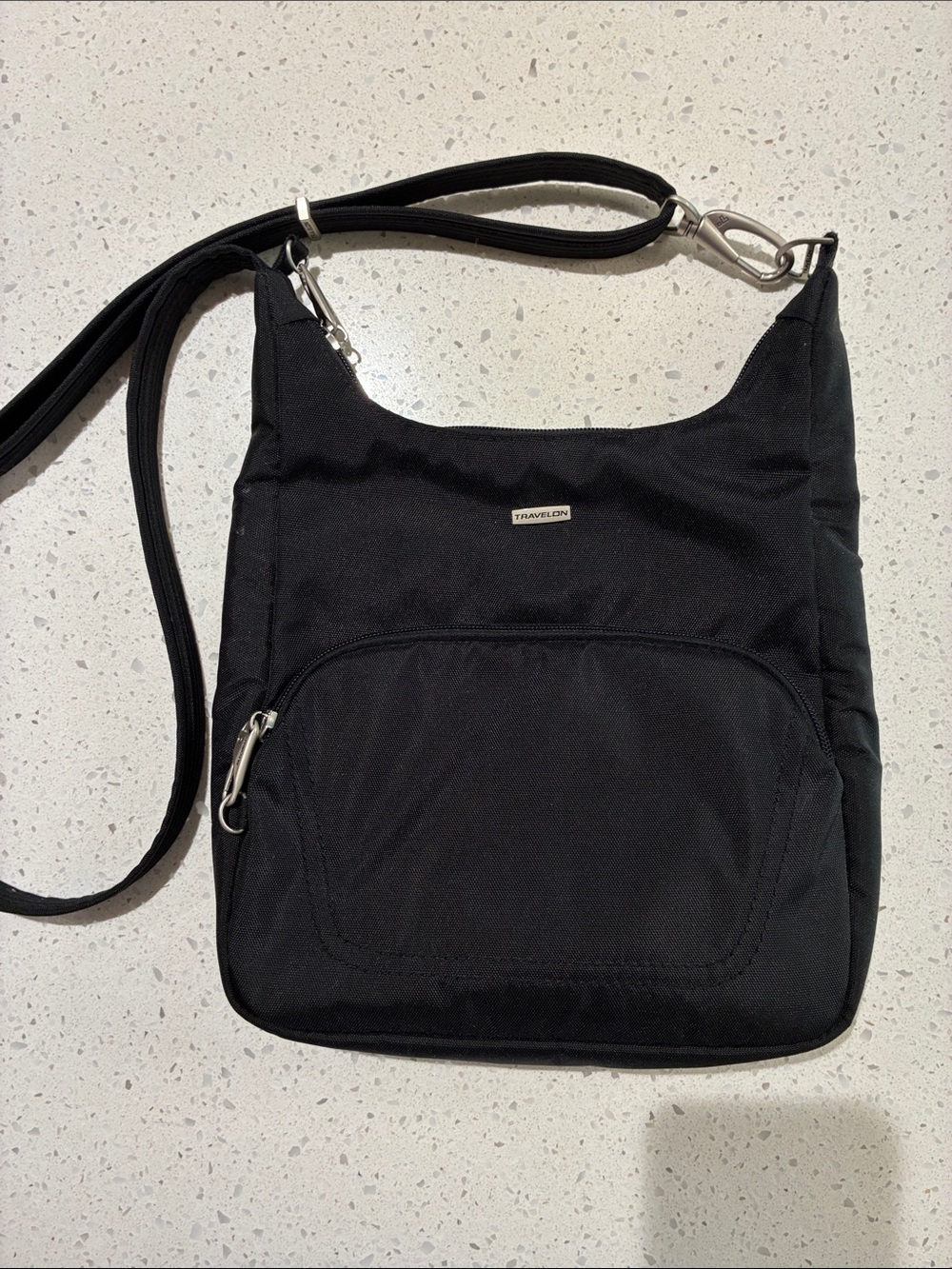 Travelon Anti-theft Essential Messenger Shoulder Bag  Black Crossbody